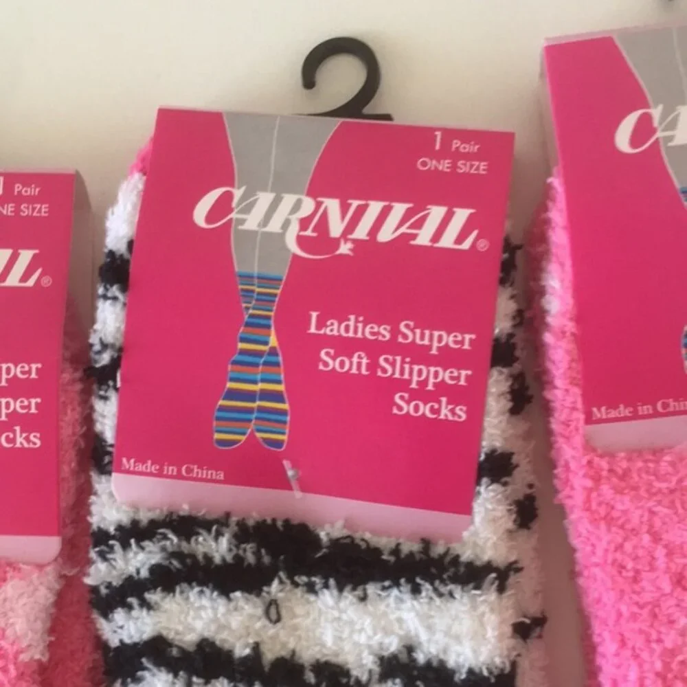 Carnival Women's Cozy Socks Animal Print Stripe Pink Black